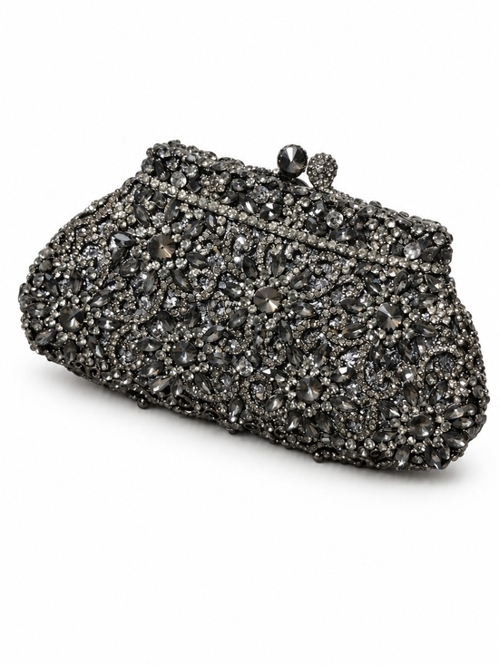 Vintage Fawziya Handbags - NWT Vintage Fawziya Gunmetal Rhinestone Intricate Evening Bag "Fabulous!"